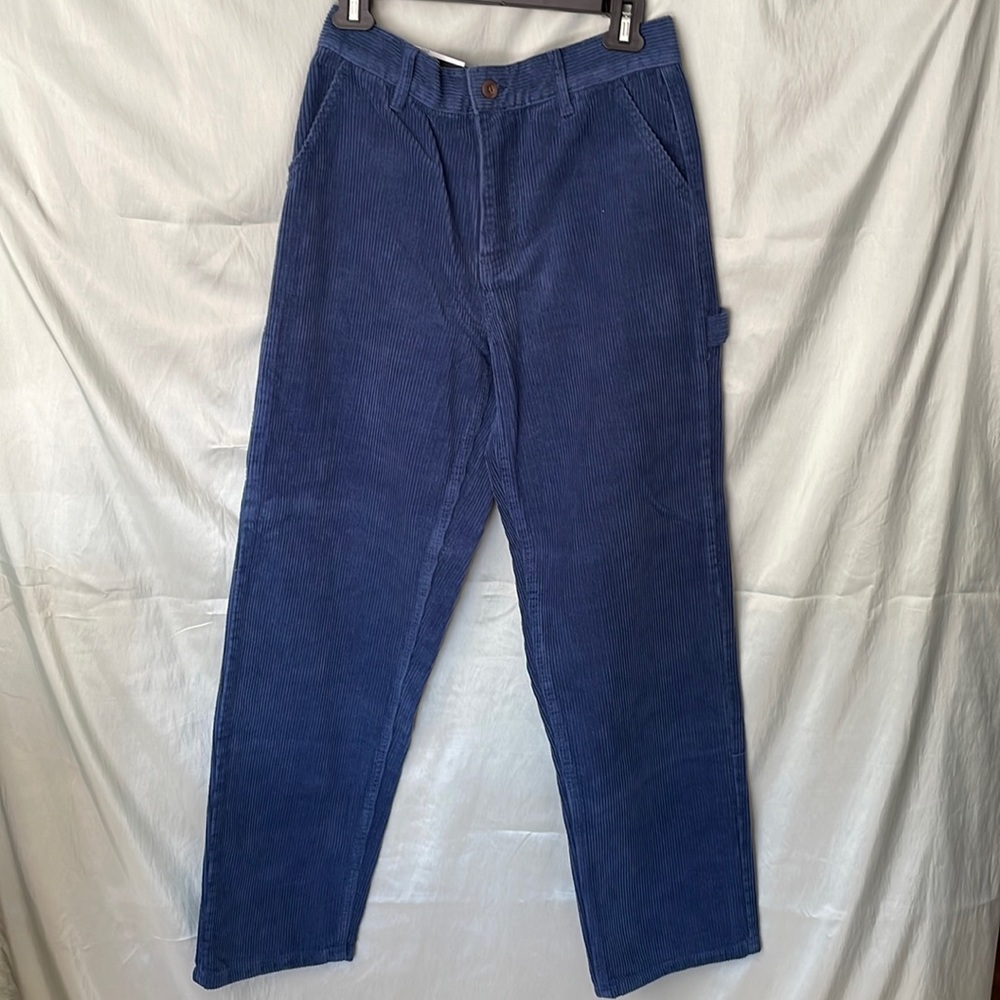 Blue corduroy wide leg utility trousers